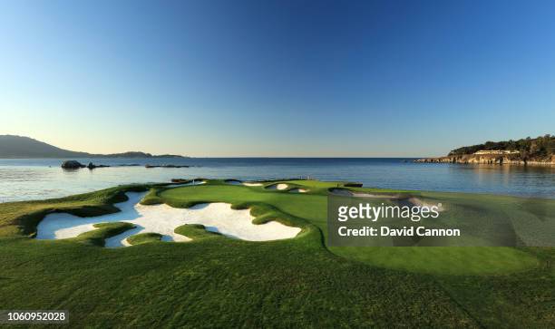 The par 3, 17th hole at Pebble Beach Golf Links the host venue for the 2019 US Open Championship on November 9, 2018 in Pebble Beach, California.