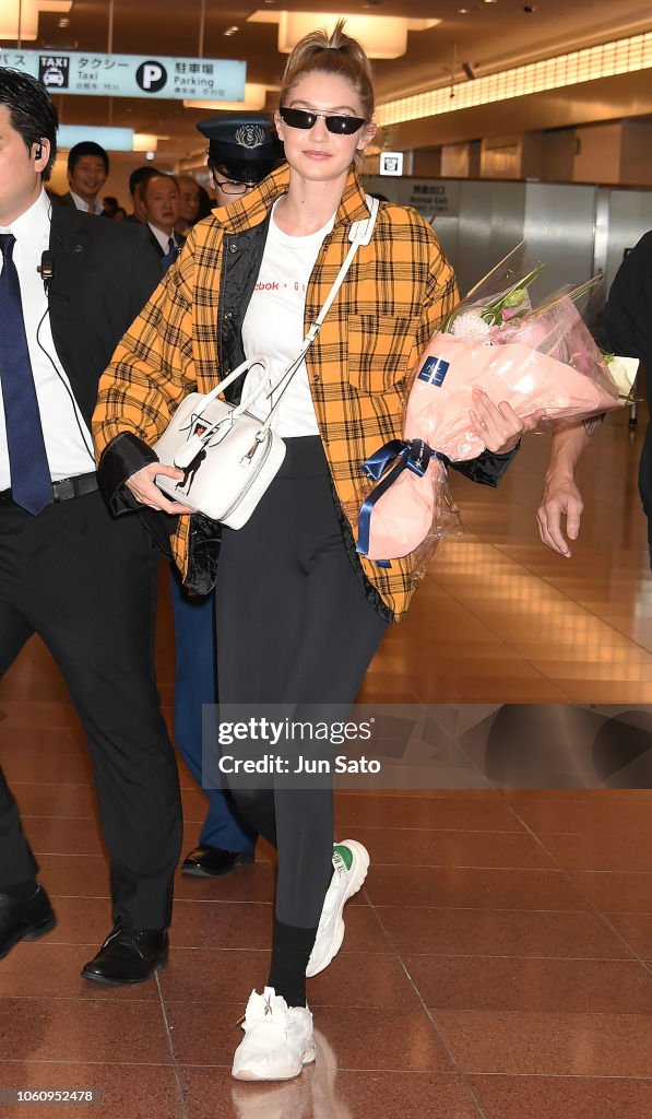 Gigi Hadid Arrives In Tokyo