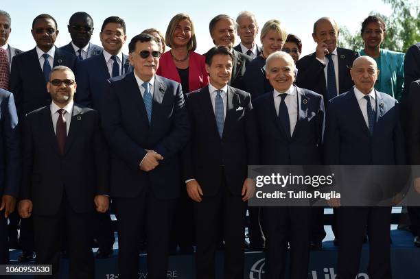 Khaled al Meshri, President of Libya High Coucil of State, Fayez al-Sarraj , Prime Minister of Libya, Giuseppe Conte, Prime Minister of Italy,...