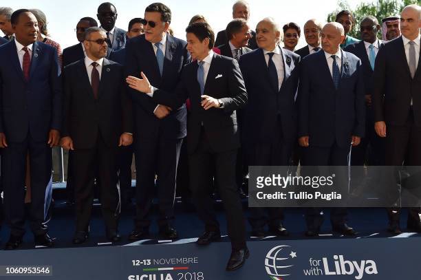 Khaled al Meshri, President of Libya High Coucil of State, Fayez al-Sarraj , Prime Minister of Libya, Giuseppe Conte, Prime Minister of Italy,...