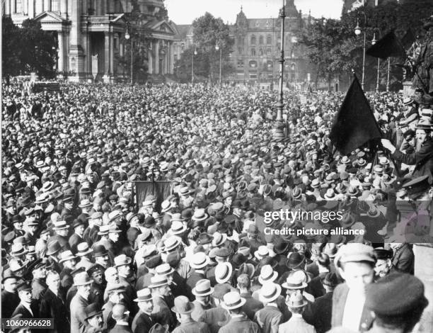 View of a mass demonstration in Berlin Lustgarten on the 3rd of August in 1919, organised by the Independents and the Communists against the peace...