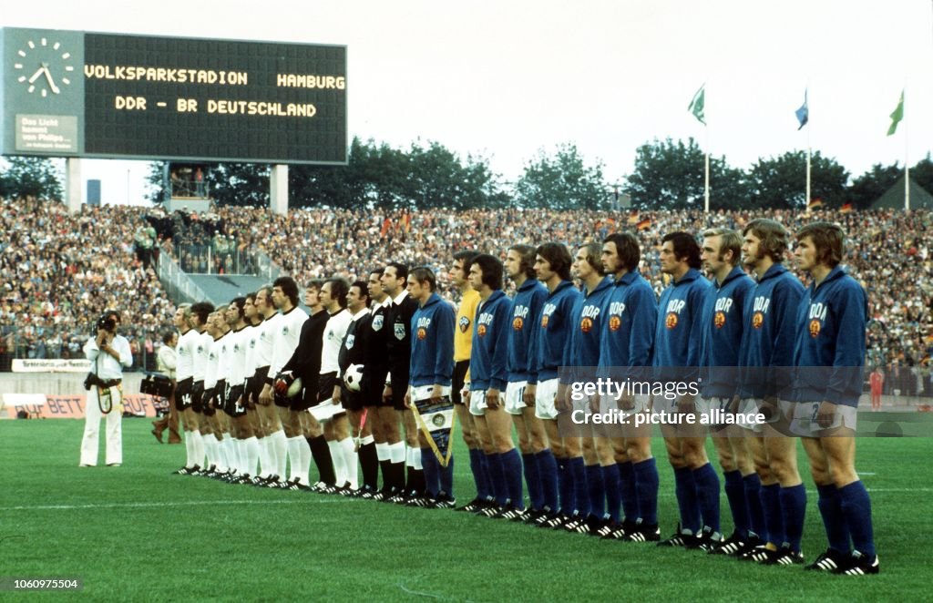 The National Soccer Teams Of East And West Germany Stand In Files For the-national-soccer-teams-of-east-and-west-germany-stand-in-files-for