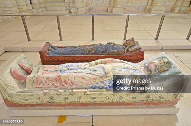 The tomb of King Richard the Lionheart of England in Fontevraud Abbey next to Queen Isabella of England.
