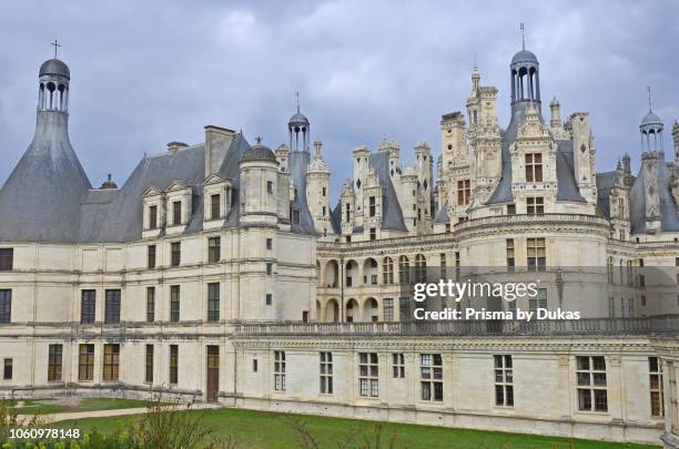 The west facade of the Chateau de Chambord with its amazing ornamental roof, designed to resemble the Constantinople skyline France.