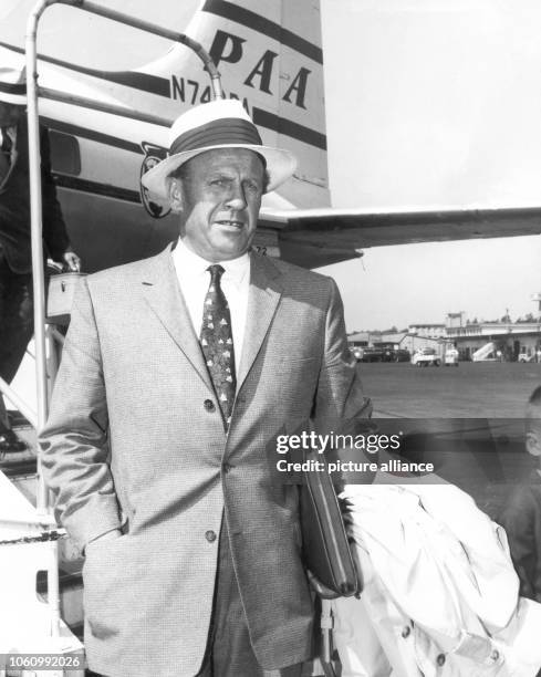 German industrialist Oskar Schindler arrives in Frankfurt am Main on the 4th of July in 1957. Schindler saved the lives of thousand of Jews in World...