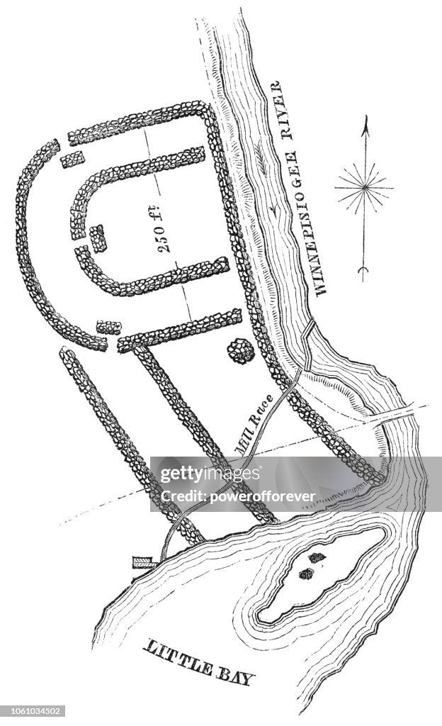 Squier Map of Aquadoctan Village near Laconia in Belknap County, New Hampshire, USA