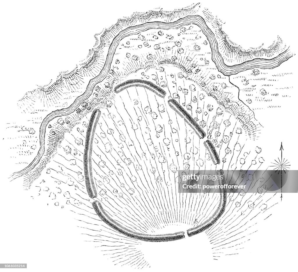 Squire Map of the Bone Fort near Oakfield in Genesee County, New York, USA