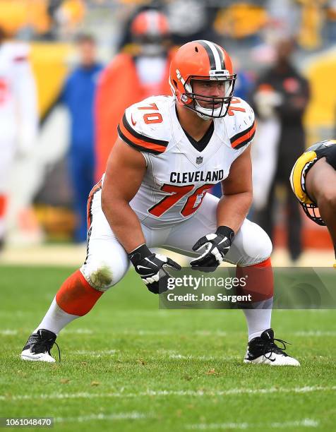 Kevin Zeitler of the Cleveland Browns in action during the game against the Pittsburgh Steelers at Heinz Field on October 28, 2018 in Pittsburgh,...