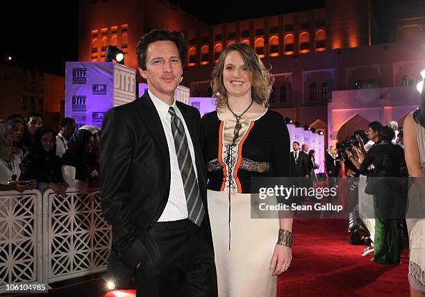 Actor Andrew McCarthy and Dolores Rice attend the Opening Night Gala during the 2010 Doha Tribeca Film Festival held at the Katara Opera House on...