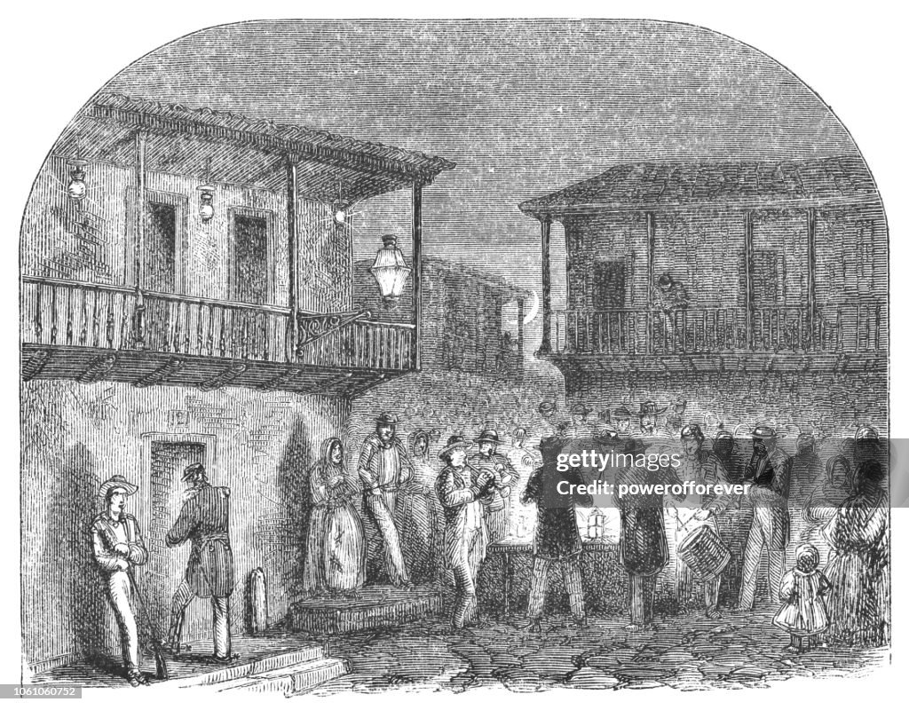 Citizens Singing outside the Presidents Home in San José, Costa Rica (19th Century)