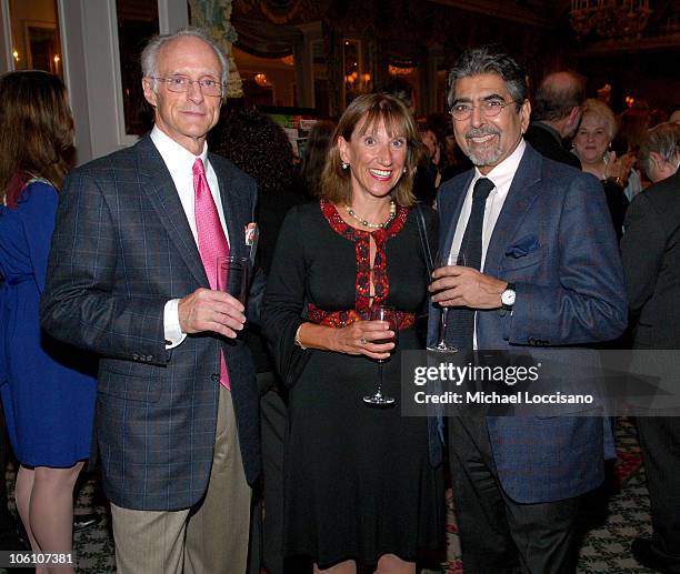 Robin Cook, Marie Campbell and Sonny Mehta during Bookspan's Literary Cocktail Event of the Season, Hosted by Markus Wilhelm at The Pierre Hotel in...