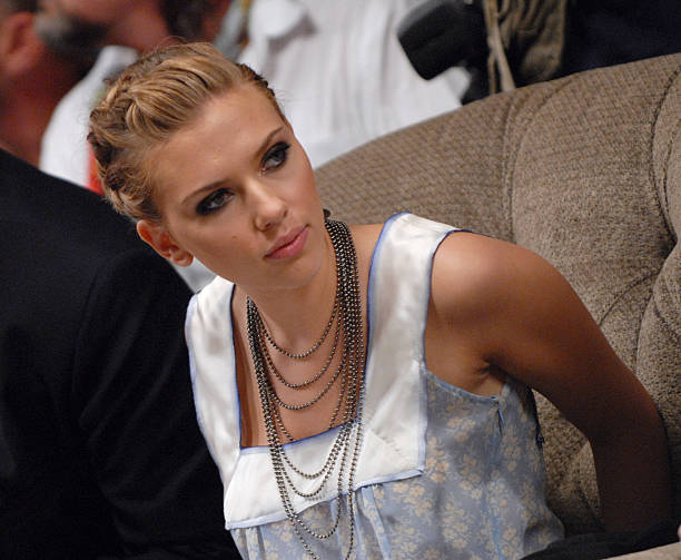 Scarlett Johansson during Olympus Fashion Week Spring 2007 - Imitation of Christ - Front Row and Backstage at 508 West 25th Street in New York City,...
