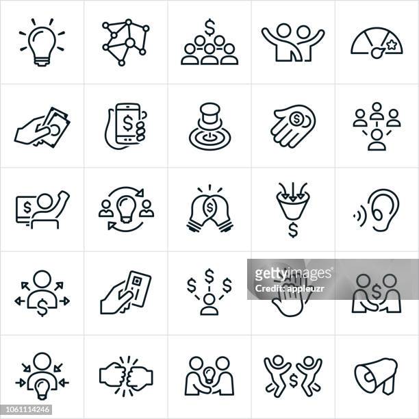 crowdfunding icons - business high five stock illustrations