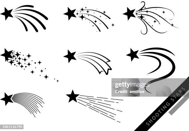 ilustraciones, imágenes clip art, dibujos animados e iconos de stock de estrellas fugaces - estrella fugaz