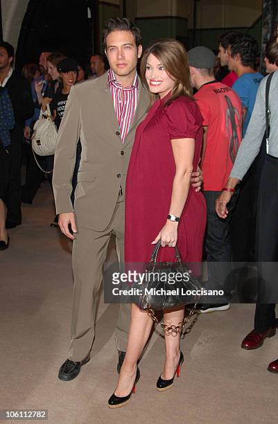 Eric Villency and Wife Kimberly Guilfoyle during Olympus Fashion Week Spring 2007 - Marc Jacobs - Arrivals at New York State Armory in New York City,...