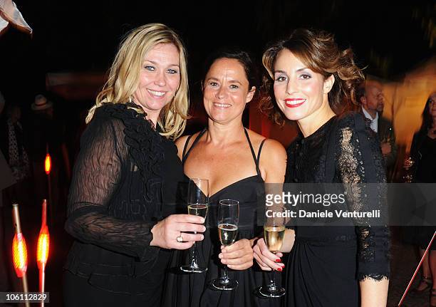 Actress Outi Maenpaa, director Pernilla August and actress Noomi Rapace attend the "Beyond" party at the Villa Foscari during the 67th Venice...