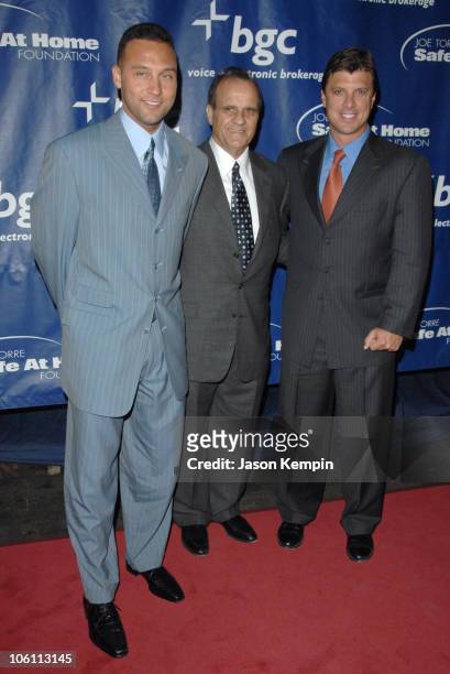 Derek Jeter, Joe Torre and Tino Martinez during Joe Torre's Safe At Home Foundation's Fourth Annual Gala - November 10, 2006 at Chelsea Piers - Pier...