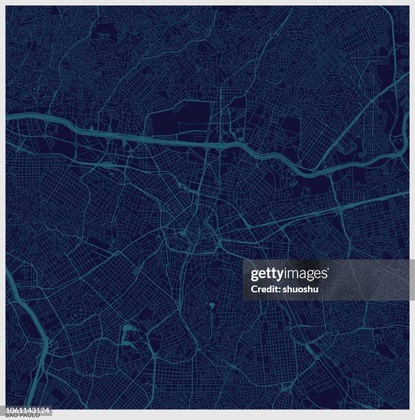 sao paulo city blue structure art map,brazil - sao paulo state stock illustrations