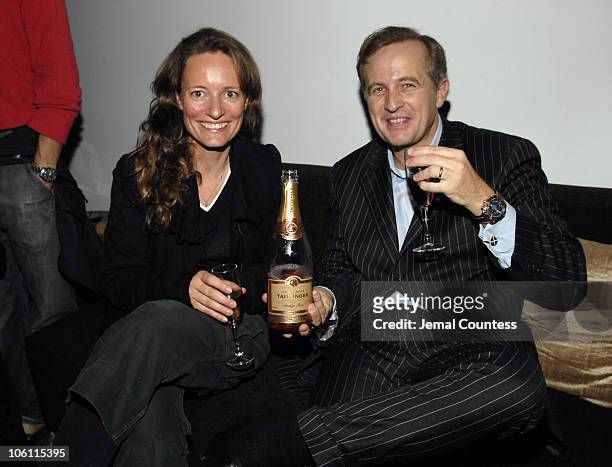 Tina Lutz and Jerome N. Jeandin of Taittinger during MOJO on INHD Launch Party at Sky Studios in New York City, New York, United States.