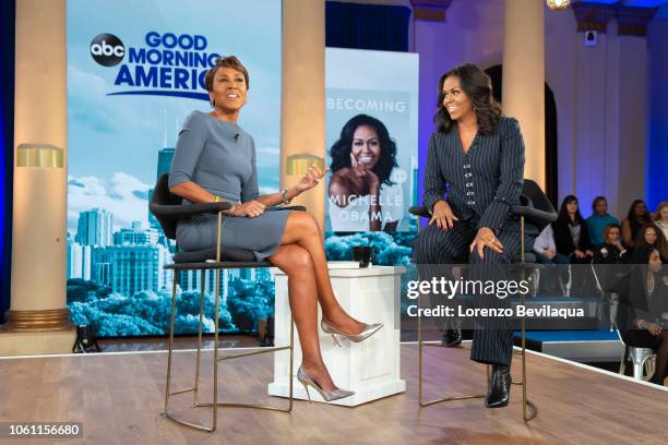 Robin Roberts interviews former first lady Michelle Obama live in Chicago on Tuesday, November 13, 2018. "Good Morning America" airs Monday-Friday on...