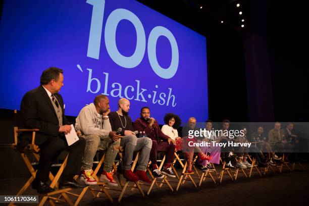 The cast and executive producers of Walt Disney Television via Getty Images's critically acclaimed hit comedy "black-ish" celebrates the 100th...