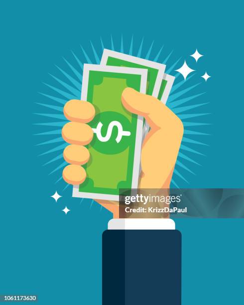 hand halten bargeld - banknote stock-grafiken, -clipart, -cartoons und -symbole