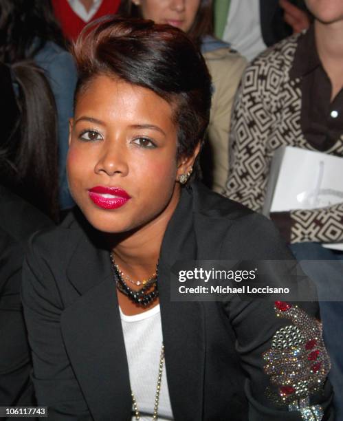 Kelis during Olympus Fashion Week Spring 2007 - Y-3 - Front Row at Pier 40 in New York City, New York, United States.