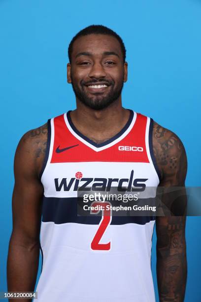 John Wall of the Washington Wizards poses for a head shot during media day at the Entertainment and Sports Arena at St. Elizabeth's on September 24,...