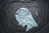 Silhouette of depressed and anxiety person head.