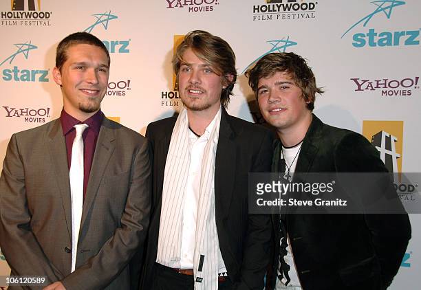 Isaac Hanson, Taylor Hanson and Zac Hanson during Hollywood Film Festival - 10th Annual Hollywood Awards - Arrivals at The Beverly Hilton Hotel in...