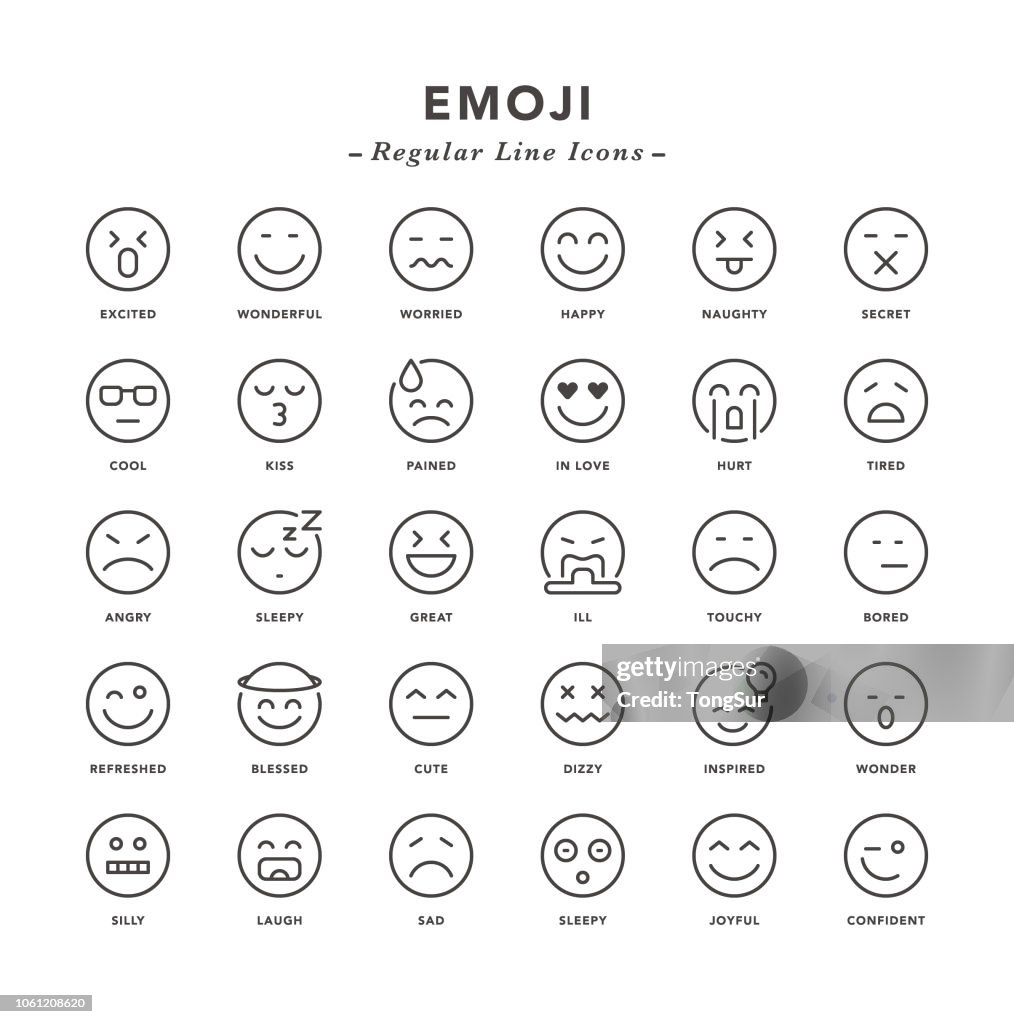 Emoji - regelmatige lijn pictogrammen