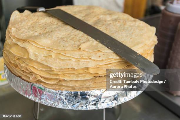 french pancakes or crepes, paris, france - santa pancakes stock pictures, royalty-free photos & images