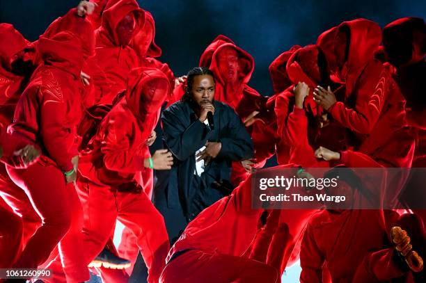 Recording artist Kendrick Lamar performs onstage during the 60th Annual GRAMMY Awards at Madison Square Garden on January 28, 2018 in New York City.