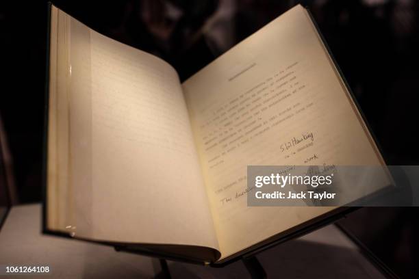 This dissertation is my original work', one of five known copies of Stephen Hawking's PhD thesis on display at Christie's auction house during a...