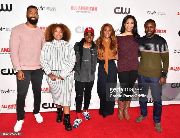 Spencer Paysinger, Janee Bolden, Bre-Z, Traci Blackwell, Nkechi Okoro Carroll, and Rob Hardy attend The CW and the Black Women Film Network presents...