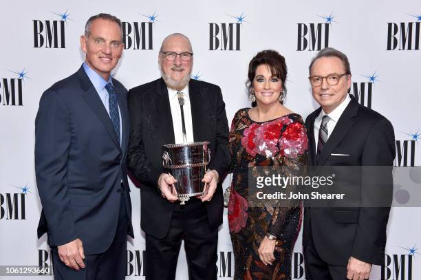 President/CEO Mike O'Neill, Steven Cropper, Angel Cropper and BMI Vice President, Creative, Jody Williams attend the BMI Country Awards 2018 at BMI...