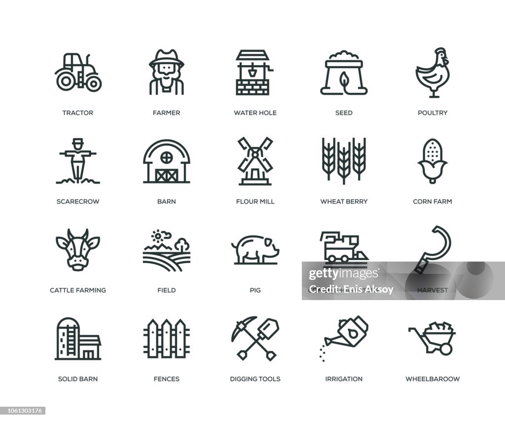 Farm and Agriculture Icons - Line Series