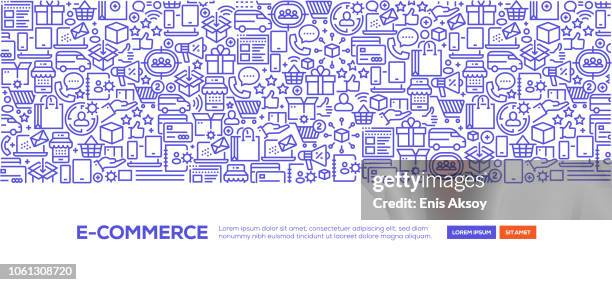 e-commerce banner - home shopping stock illustrations