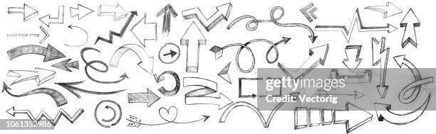 pfeile-bleistift - chalk arrow stock-grafiken, -clipart, -cartoons und -symbole