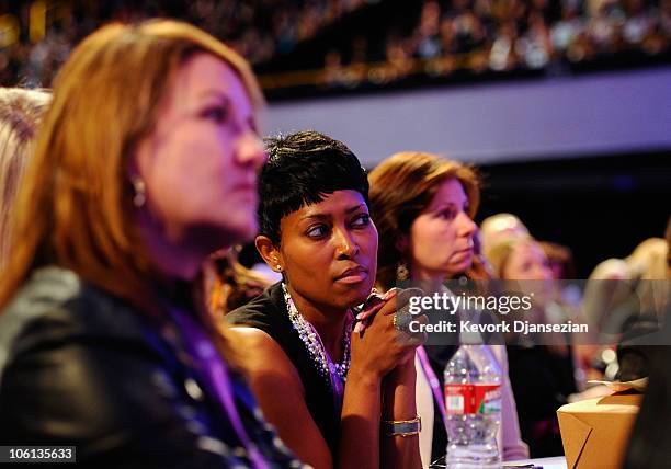 Attendees listen to speakers during California first lady Maria Shriver's annual Women's Conference 2010 on October 26, 2010 at the Long Beach...