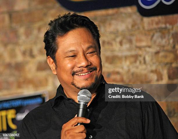 Comedian Rex Navarrete performs at The Stress Factory Comedy Club on October 4, 2010 in New Brunswick, New Jersey.