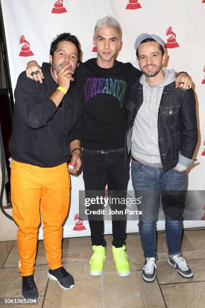 Andres Torres, Johan Vera, and Mauricio Rengifo attend En La Mezcla during the 19th annual Latin GRAMMY Awards at Palms Casino Resort on November 13,...