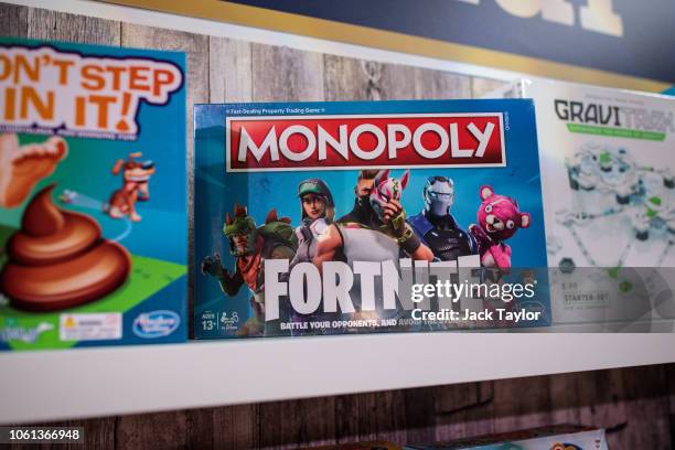 Hasbro's Monopoly: Fortnite Edition on display at a 'Dream Toys' event to unveil the top twelve toys this Christmas on November 14, 2018 in London,...