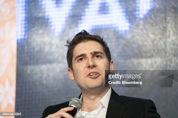 Eduardo Saverin, co-founder and partner of B Capital Group, speaks at the Singapore FinTech Festival in Singapore, on Wednesday, Nov. 14, 2018. The...