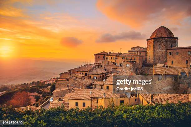 volterra, walled town southwest of florence, in italy. - ancient stock pictures, royalty-free photos & images