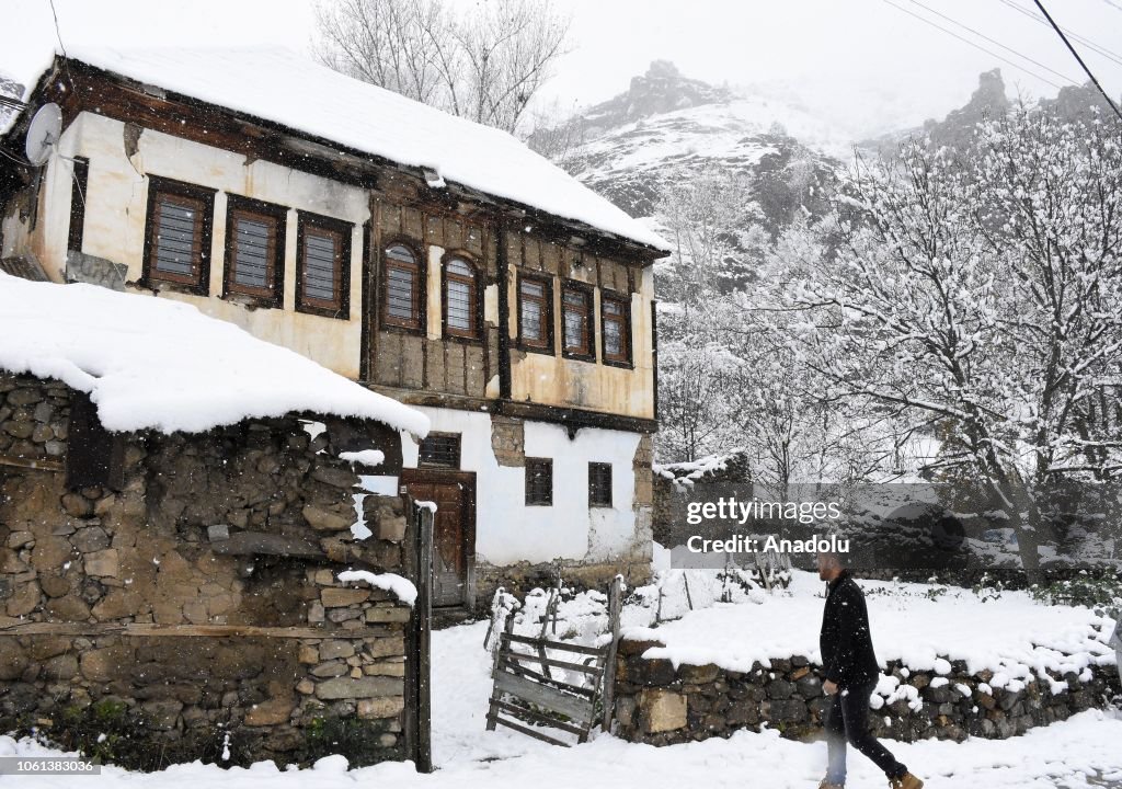 Snowy weather in Turkey's Gumushane