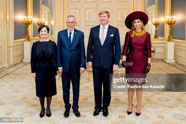 King Willem-Alexander of The Netherlands and Queen Maxima of the Netherlands welcome Alexander van der Bellen President of Austria and his wife Doris...