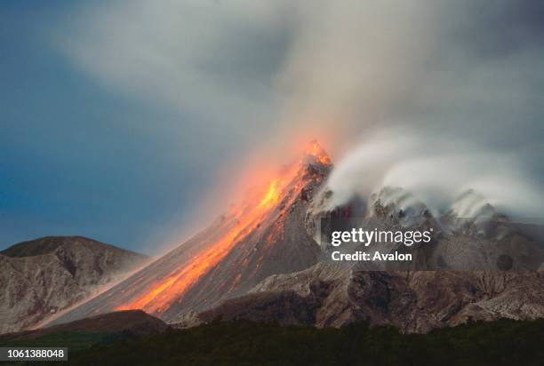 Eruption & Lava flow Soufriere Hills Volcano Montserrat Caribbean.