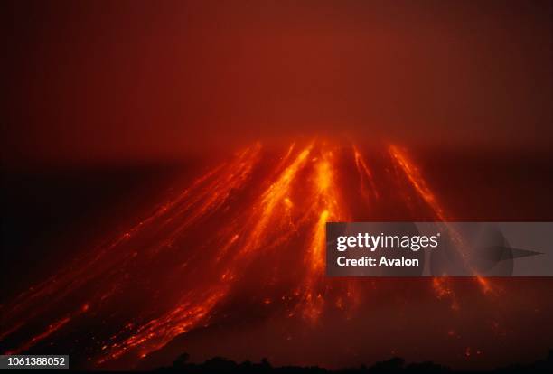 Eruption & Lava flow Soufriere Hills Volcano Montserrat Caribbean.