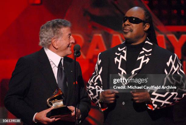 Tony Bennett and Stevie Wonder, winners Best Pop Collaboration With Vocals for "For Once in My Life"